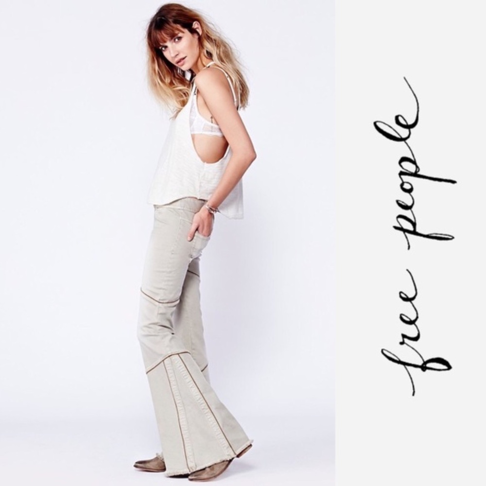 FREE PEOPLE Bambi Seamed Bell Bottom Low Rise Jeans Size 25